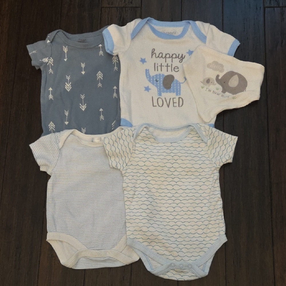Blue and Gray Baby Onesie Set